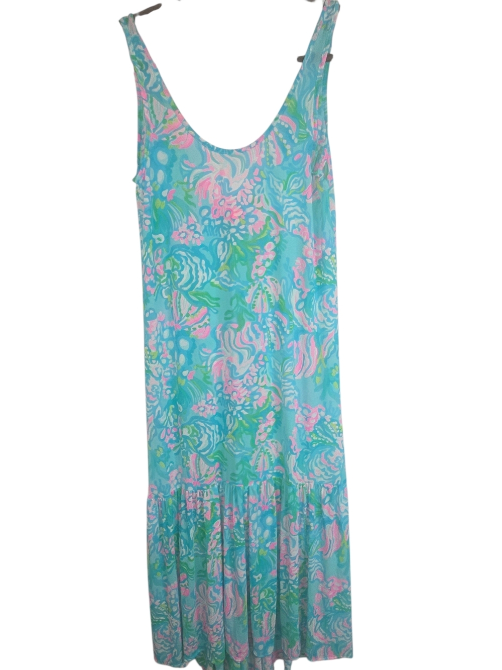 Lilly Pulitzer Camellia Cover Up Blue Ibiza Aqua Pink Tropical Dress M Resort - Picture 3 of 11